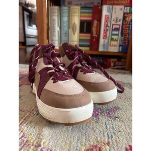 Beige/Mauve Women's High Top Canvas Sneaker Shoe - BRAND NEW - Size 6 1/2 Womens